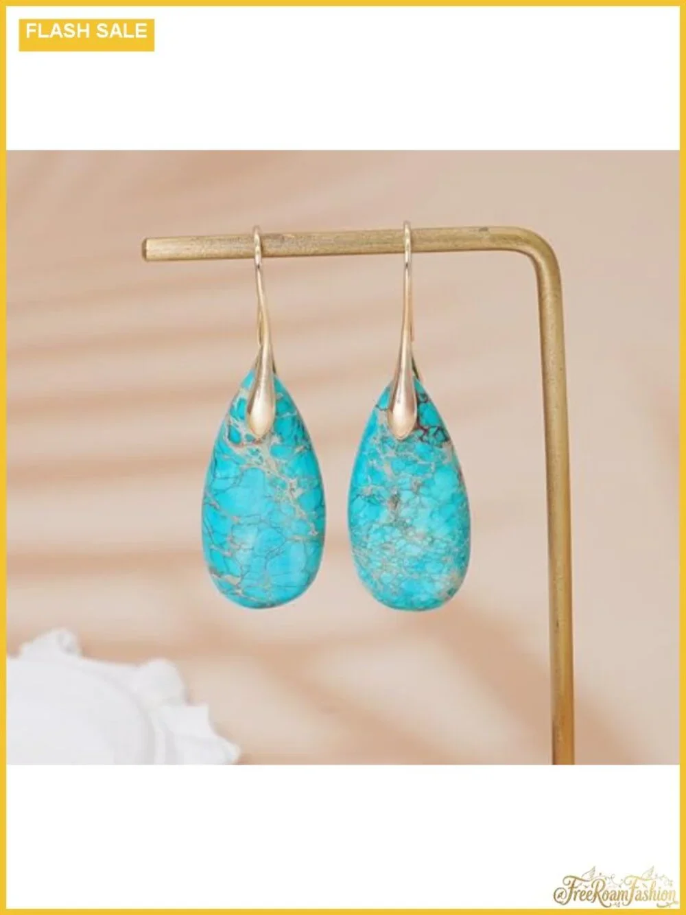 Natural Stone Waterdrop Dangle Earrings for Women Alloy French Wire